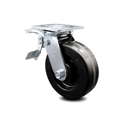 Service Caster 6 Inch Phenolic Swivel Caster with Roller Bearing and Total Lock Brake SCC SCC-TTL30S620-PHR